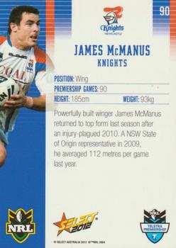 2012 Select Champions NRL #90 James McManus Back